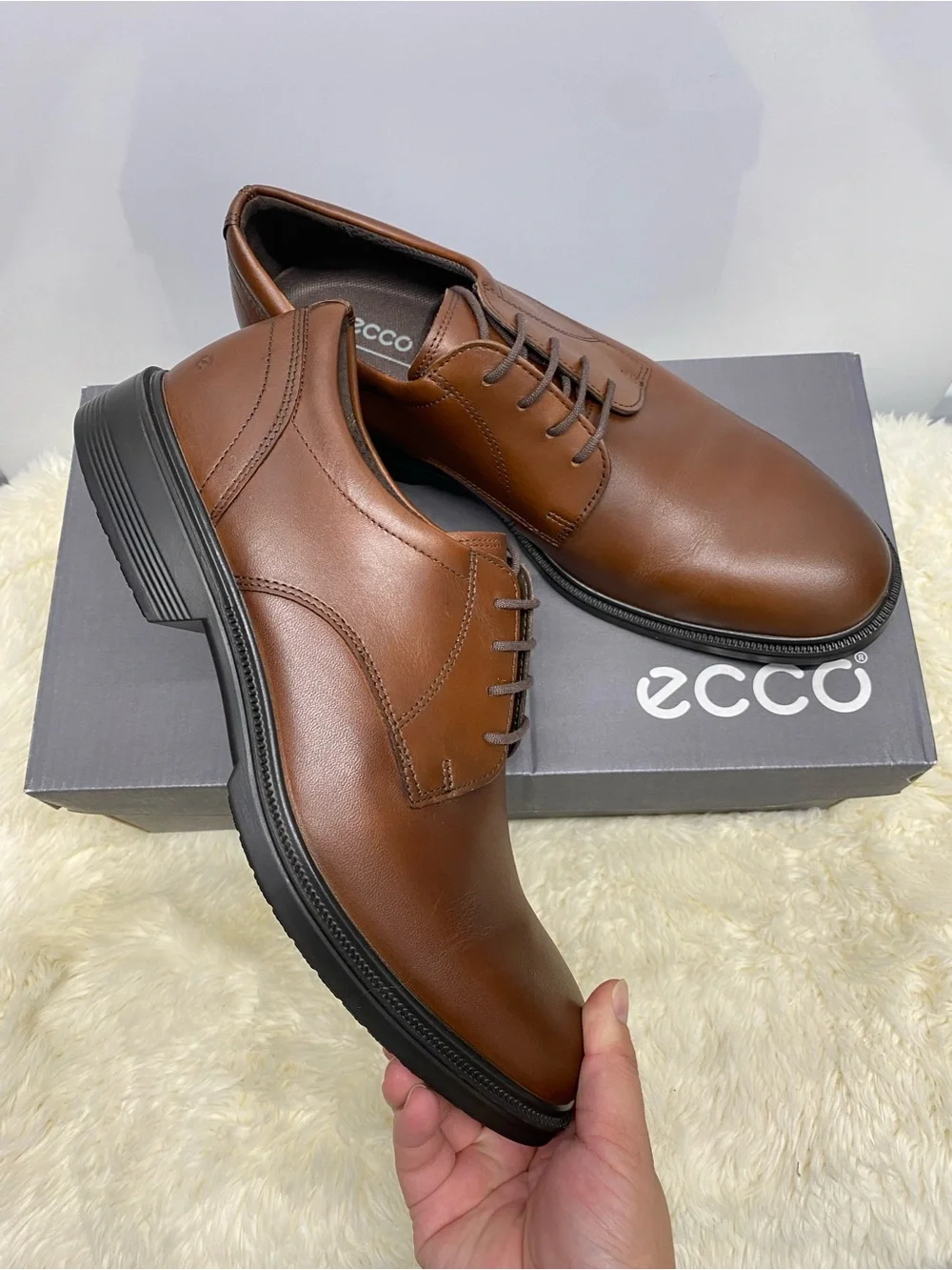NIB! Ecco Maitland Derby Mens Shoes Plain Toe Lace-Up In Mink Size US7-7.5/ EU41